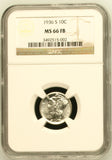 1936-S 10c Mercury Dime MS 66 FB NGC