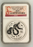 2013P Australia Year of the Snake Early Releases S$1 MS69 NGC