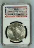 1923 $1 MS64 Peace Dollar Music City Collection NGC