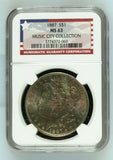 1887 $1 Morgan Silver Dollar MS63 Music City Collection NGC - Beautiful Toning