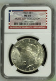 1923 $1 MS64 Peace Dollar Music City Collection NGC