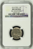 1913 Type 1 5C Buffalo Nickel UNC Details Rev Scratched NGC