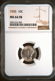 1935 10c Mercury Dime MS 64 FB NGC