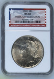 1922 $1 MS 60 Peace Dollar Music City Collection NGC