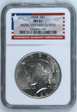 1924 $1 MS 61 Peace Dollar Music City Collection