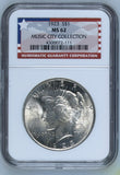 1923 $1 MS62 Peace Dollar Music City Collection NGC