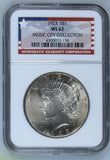 1923 $1 MS62 Peace Dollar Music City Collection NGC