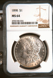 1898 $1 Morgan Dollar MS64 NGC