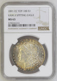 1891-CC Top-100 $1 Vam-3 Spitting Eagle Morgan Dollar MS63 NGC - TONER!