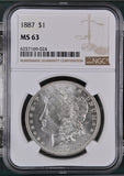 1887 $1 Morgan Silver Dollar MS63 NGC