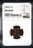 1955-S 1C Lincoln Cent MS66 RD NGC