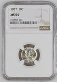 1937 10c Mercury Dime MS64 NGC