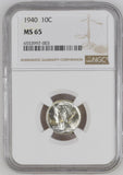 1940 10c Mercury Dime MS65 NGC