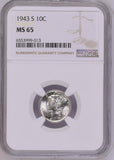1943-S 10c Mercury Dime MS65 NGC