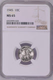 1945 10c Mercury Dime MS65 NGC