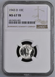 1943-D 10c Mercury Dime MS 67 FB NGC