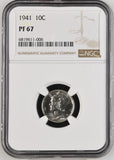 1941 10c Mercury Dime PF 67 NGC