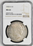 1925-S $1 Peace Dollar MS63 NGC