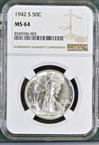 1942-S 50C Walking Liberty Half Dollar - MS64 NGC