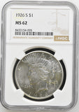 1926-S $1 Peace Dollar MS62 NGC