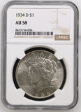 1934-D $1 Peace Dollar AU58 NGC