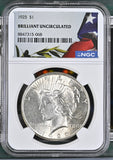 1925 $1 Peace Dollar - Brilliant Uncirculated NGC