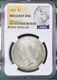 1922 $1 Peace Dollar - Brilliant UNC NGC