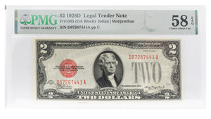PMG $2 1928D AU58 FR1505