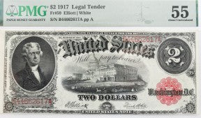 PMG 1917 $2 Legal Tender FR59 Elliott/White AU55