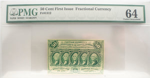 PMG 50¢ Fractional Currency, 1st Issue CU64