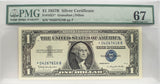 PMG 1957-B $1 Silver Certificate Star Note Superb Unc67