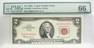 PMG 1963 FR 1513 $2 Legal Tender CU66