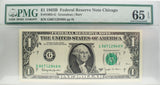 PMG $1 1963-B Federal Reserve Note  Unc 65 EPQ