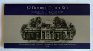 BEP 2011 $2 Double "Deuce" Set Minneapolis & Kansas City