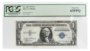 1935 $1 CU63 PPQ Silver Certificate FR1607