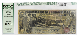 1896 $1 VG10 PPQ Silver Certificate/Education Note FR224 PCGS