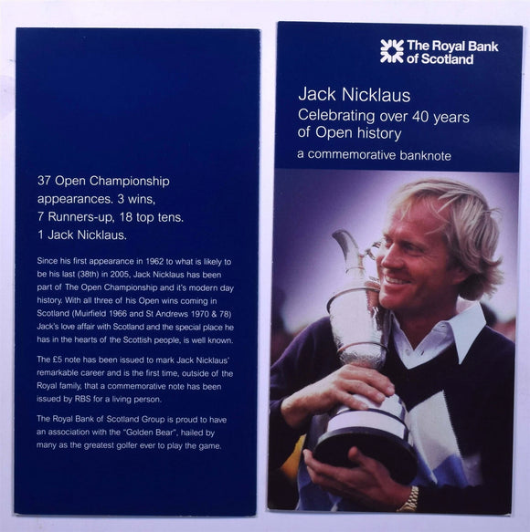 Scotland Jack Nicklaus £5 pound commemorative banknote