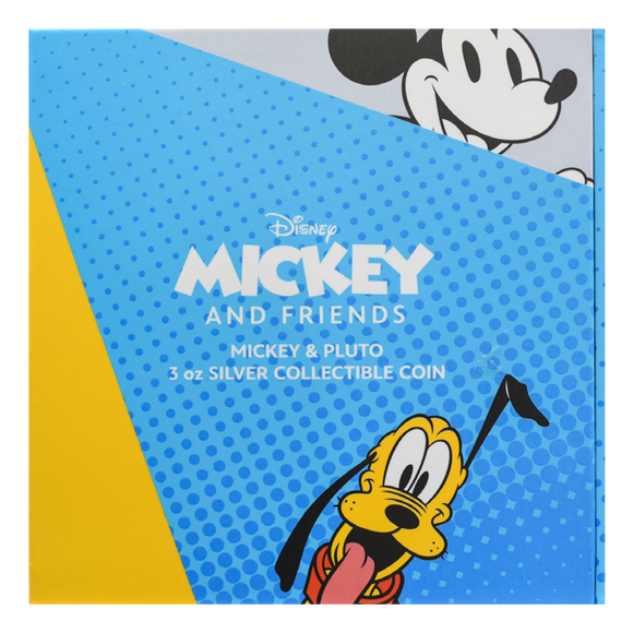 Mickey and Friends–Mickey & Pluto 3oz Silver Coin