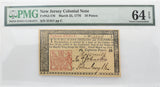 PMG New Jersey Colonial Note 16 Pence  CU 64 EPQ