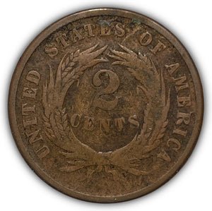 1865 Two Cent, Circulated Good Condition