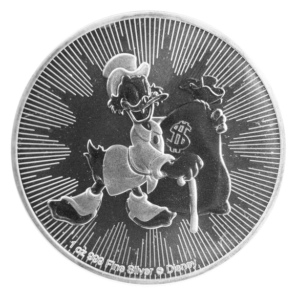2018 Niue Scrooge McDuck $2 coin, 1 oz. .999 silver