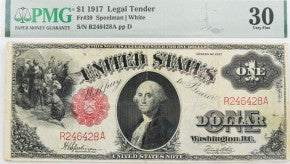 PMG 1917 $1 Legal Tender FR39 Speelman/White VF30