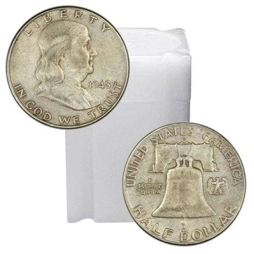 90% Silver Franklin Halves 20-Coin Roll Circulated (Mixed Dates)