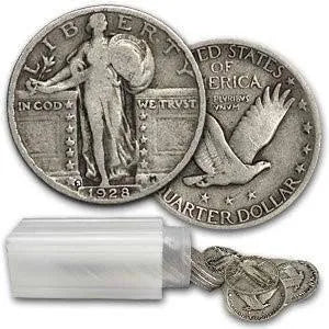 90% Silver Standing Liberty Quarters 40-Coin Roll Circulated