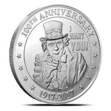 Uncle Sam "I Want You!" 1 Oz Silver Round - Off Quality/Milk Spots/Toned