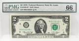 1976 $2 St. Louis Star Note PMG CU66 FR 1935-H*