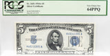 1934A $5 CU64 PPQ Silver Certificate FR1651 PCGS