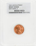1952-D Wheat Cent MS68 Red