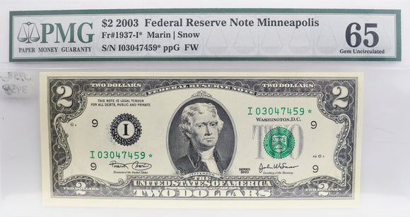 PMG 2003 FR 1937-I* $2 Minneapolis CU65