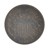 1864 LG Motto 2 Cent Coin G-XF